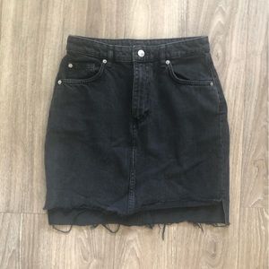 H&M Distressed Black Denim Skirt - Size 6 (fits like a Size S)